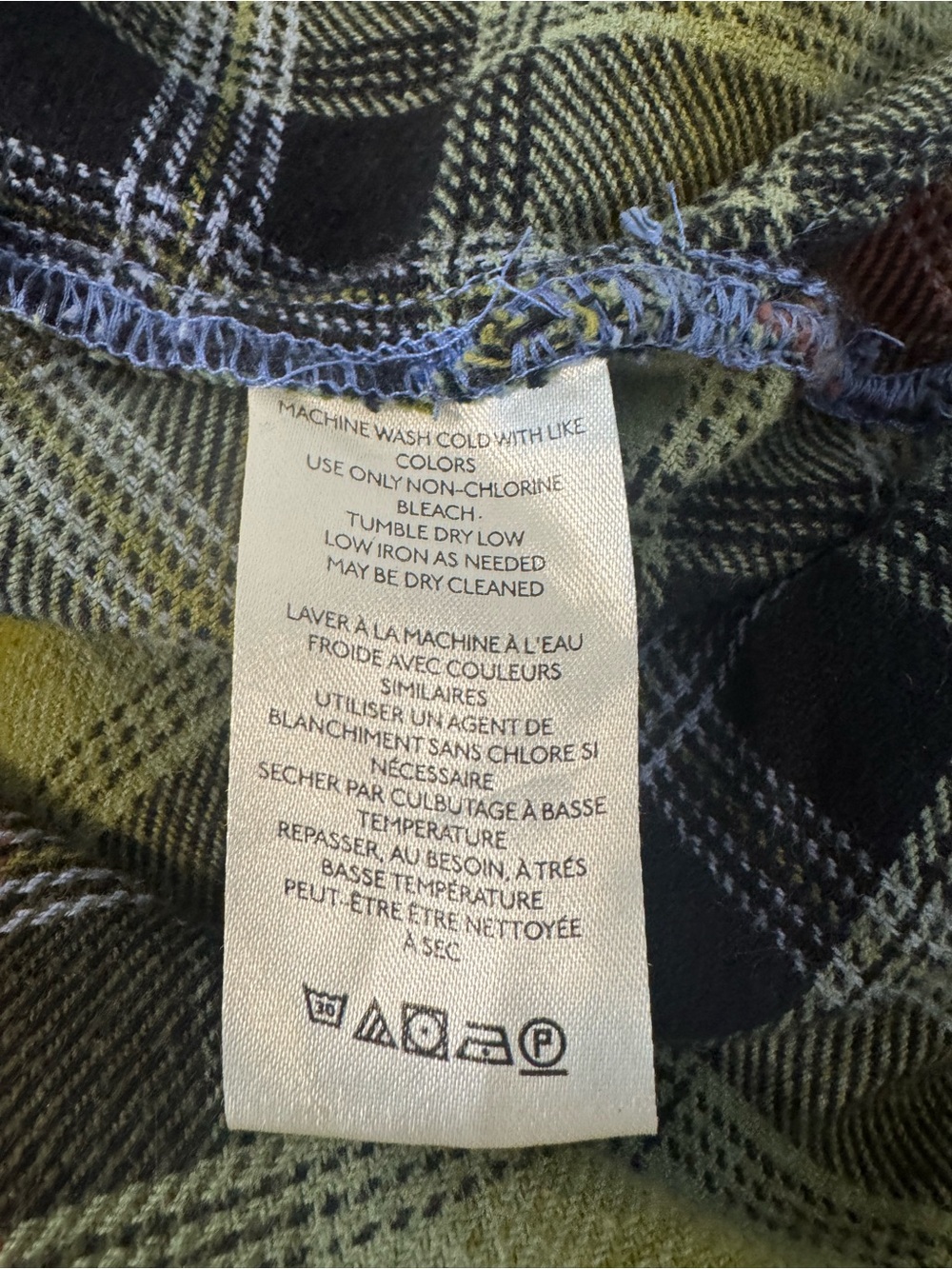 We The Free Izzie Cargo Shirt Plaid Flannel Shacket Grunge Oversized Olive Large - Picture 10 of 11